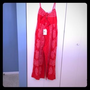 Red Free People spaghetti strap jumper